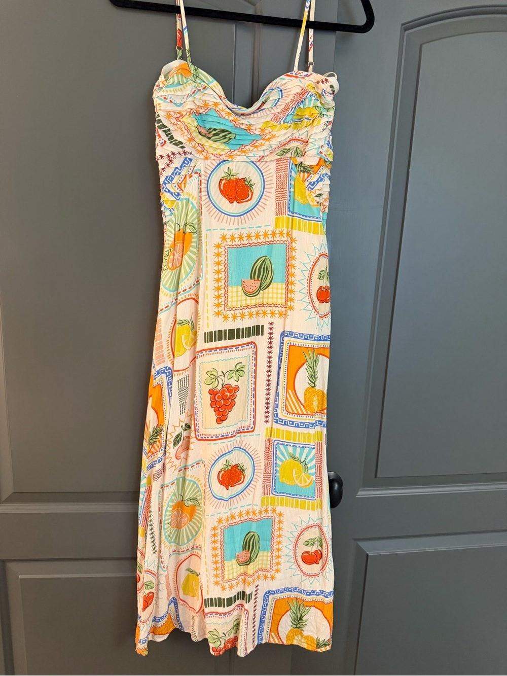 Seven wonders Fruit Print Maxi Dress in Cream and Pastel Colors